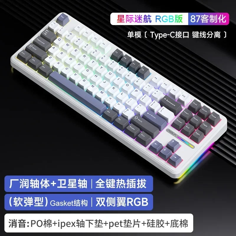 Aula F87 Pro Mechanical Keyboard 2.4g/Usb/Bluetooth Tri Mode Customized Keyboard 87 Key Hotswap Rgb Pbt Gaming Keyboard For Pc