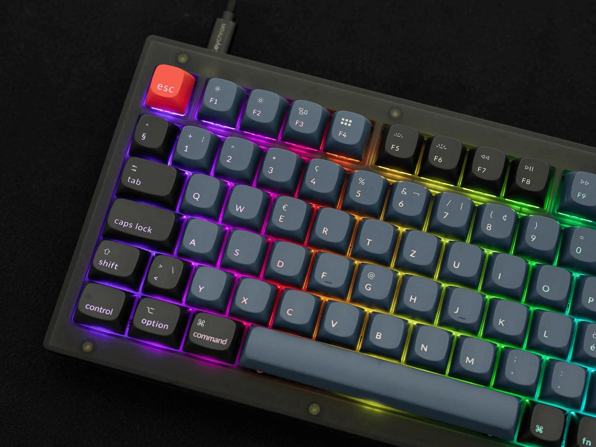 Keychron V1 QMK Custom Mechanical Keyboard ISO Layout ABS Keycaps RGB Backlight Hot-Swappable Keychron K Pro Switch