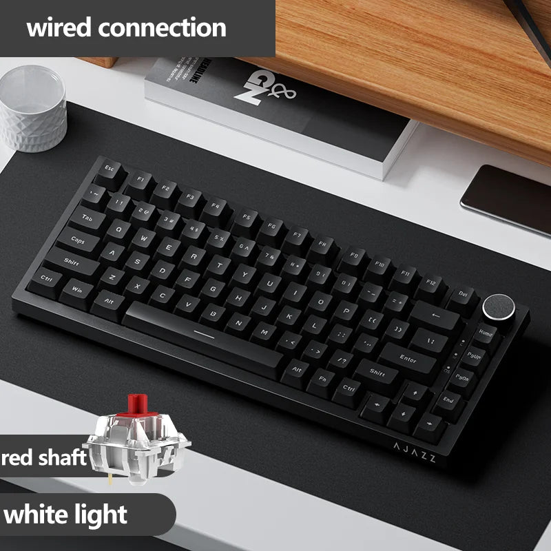 Ajazz Ak820 Mechanical Keyboard Customized Wired/Wireless 3-Mode Hot-Swap Soft Gasket Structure Rgb Backlit 75% Layout Portable