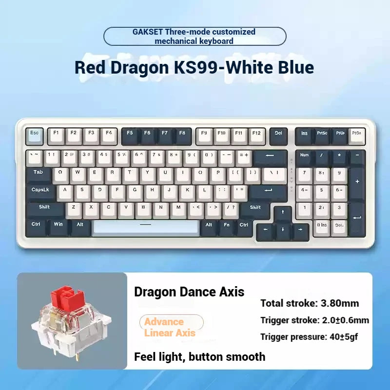 Redragon KS99 tri-mode RGB customized mechanical keyboard full key hot swappable gasket structure long battery life game office