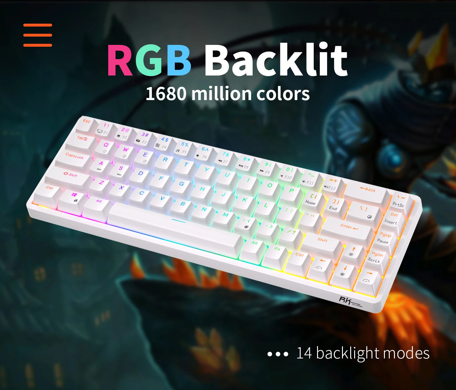 RKG68 RK837 Wireless Mechanical Keyboard 68 Key 65% RGB Backlight Hot Swappable 2.4Ghz Bluetooth USB Wired Gaming Royal Kludge