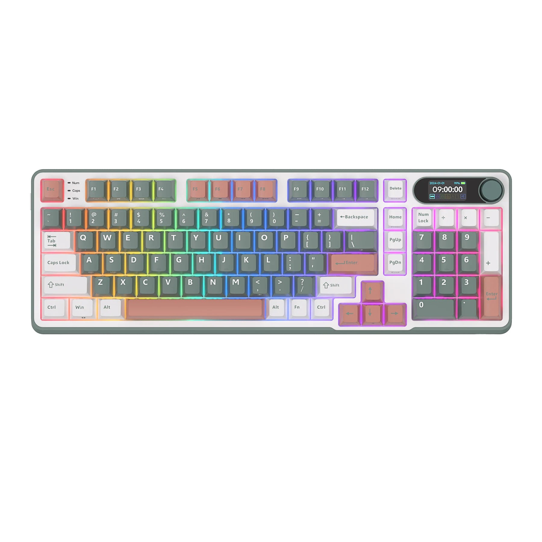 RK S98 ROYAL KLUDGE Top Mount Mechanical Keyboard TFT Screen Knob 96% RGB Backlit Tri-mode Wireless Gaming Keyboard PBT Keycaps