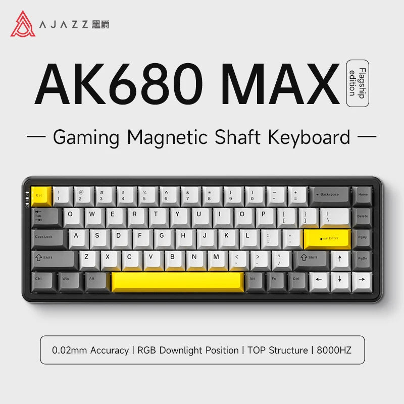 AJAZZ AK680 MAX Magnetic Switch Mechanical Keyboards Hot Swap 8k Polling Rate RGB Customized Wired Gaming Keybaord Pc E-sports