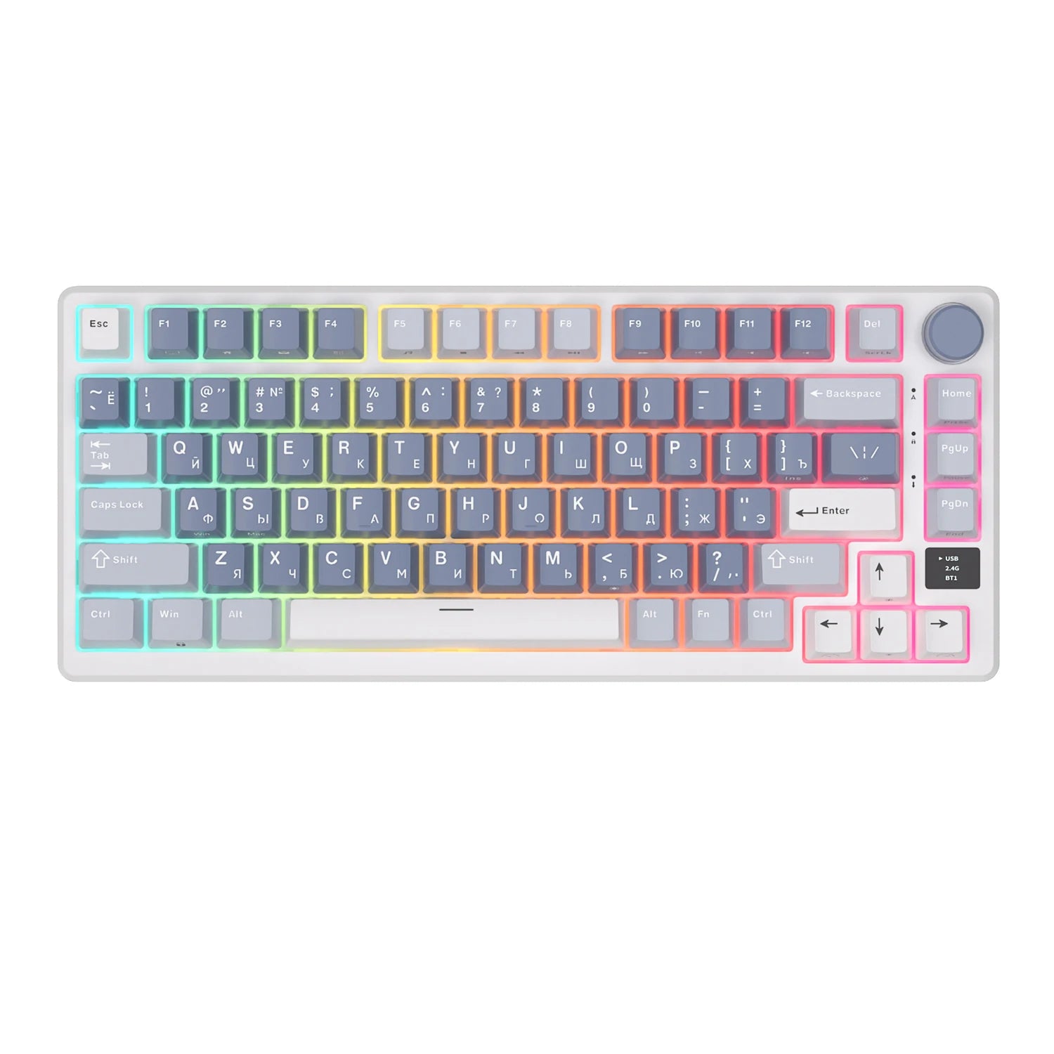 RK ROYAL KLUDGE M75 Gasket Mechanical Keyboard 2.4G Wireless/Bluetooth/USB 75% RGB Hot-Swappable Gaming Keyboard with Display