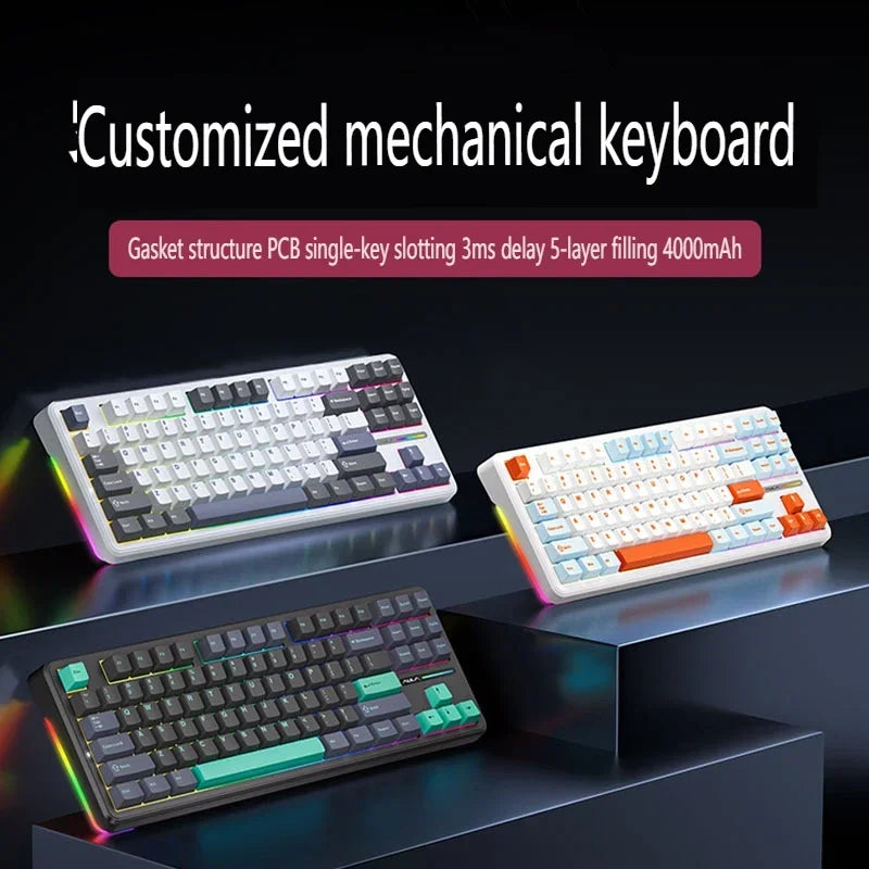 Aula F87 Pro Mechanical Keyboard 2.4g/Usb/Bluetooth Tri Mode Customized Keyboard 87 Key Hotswap Rgb Pbt Gaming Keyboard For Pc