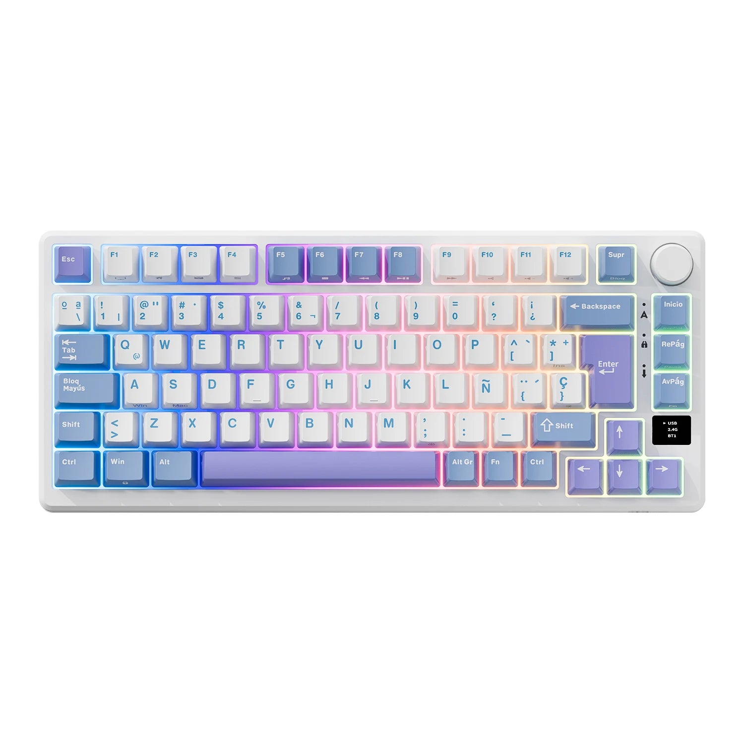 RK ROYAL KLUDGE M75 Gasket Mechanical Keyboard 2.4G Wireless/Bluetooth/USB 75% RGB Hot-Swappable Gaming Keyboard with Display