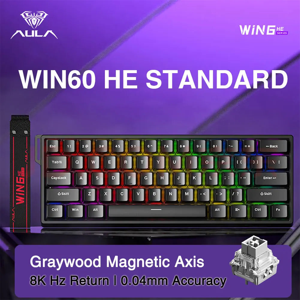 AULA WIN60 WIN68 HE Esports Magnetic Switch Keyboard Rapid Trigger 8K Return RGB Hotswap 60% 68% Custom Game Keyboard