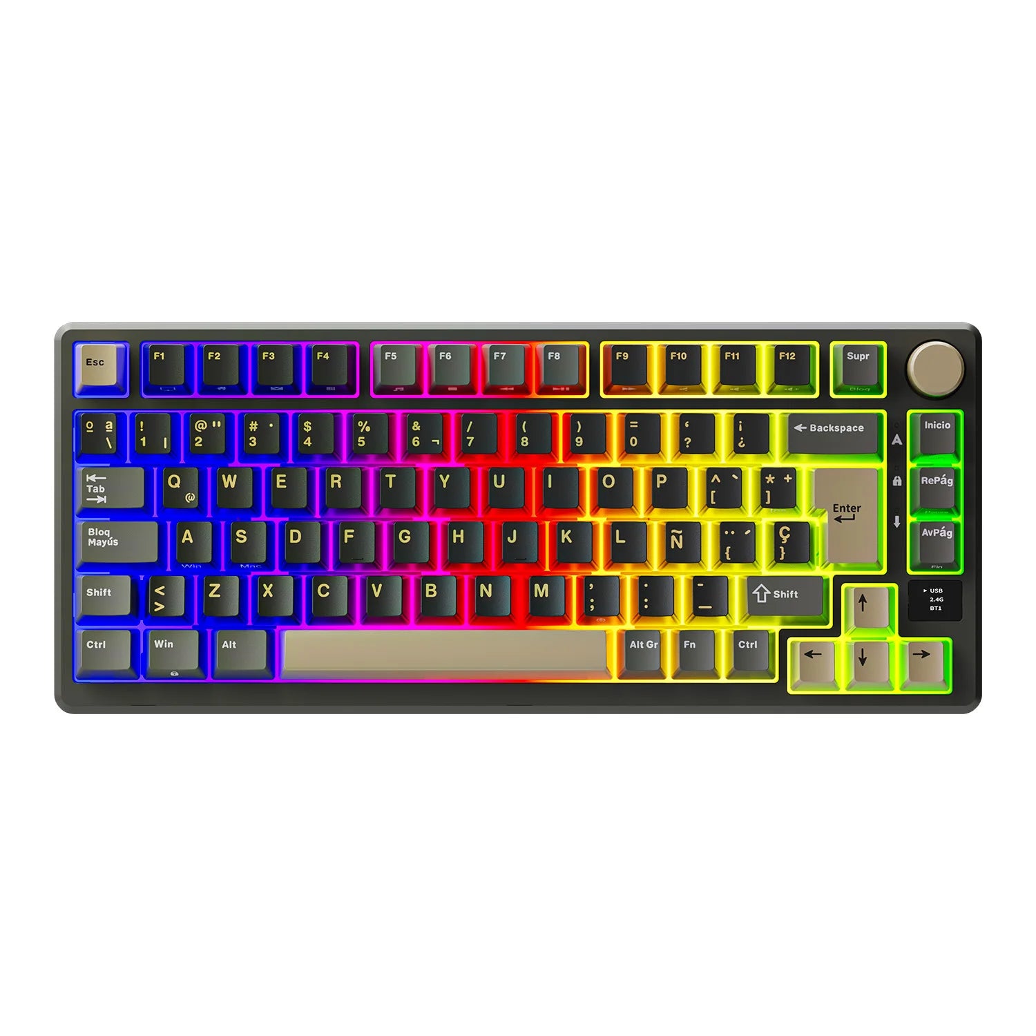 RK ROYAL KLUDGE M75 Gasket Mechanical Keyboard 2.4G Wireless/Bluetooth/USB 75% RGB Hot-Swappable Gaming Keyboard with Display