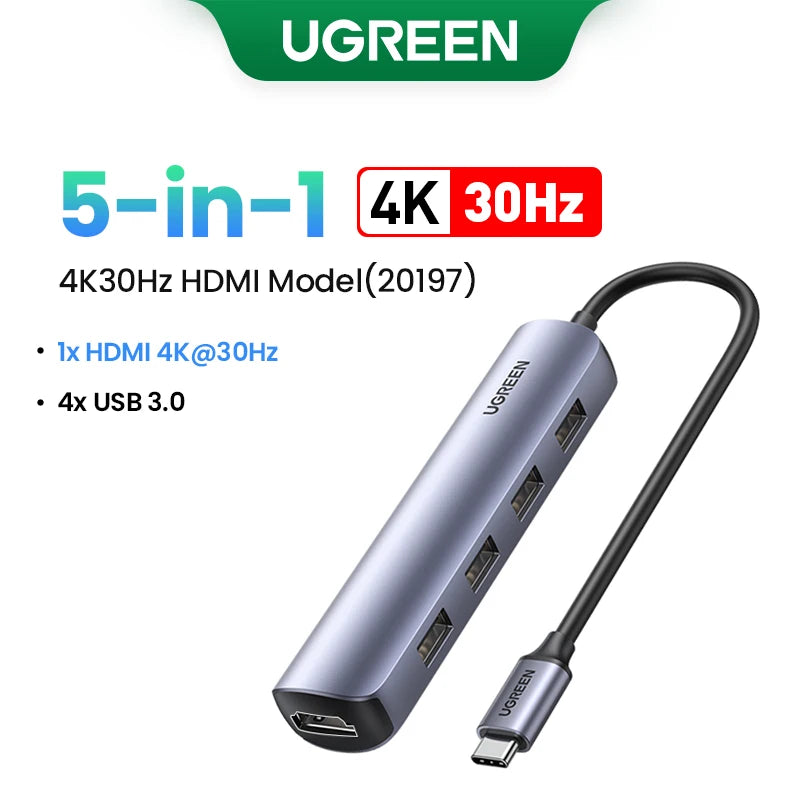 UGREEN USB C Hub 4K 60Hz Mini USB Type C 3.1 to HDMI RJ45 PD USB 3.0 OTG Adapter USB C Dock for MacBook Air Pro 2020 PC USB HUB