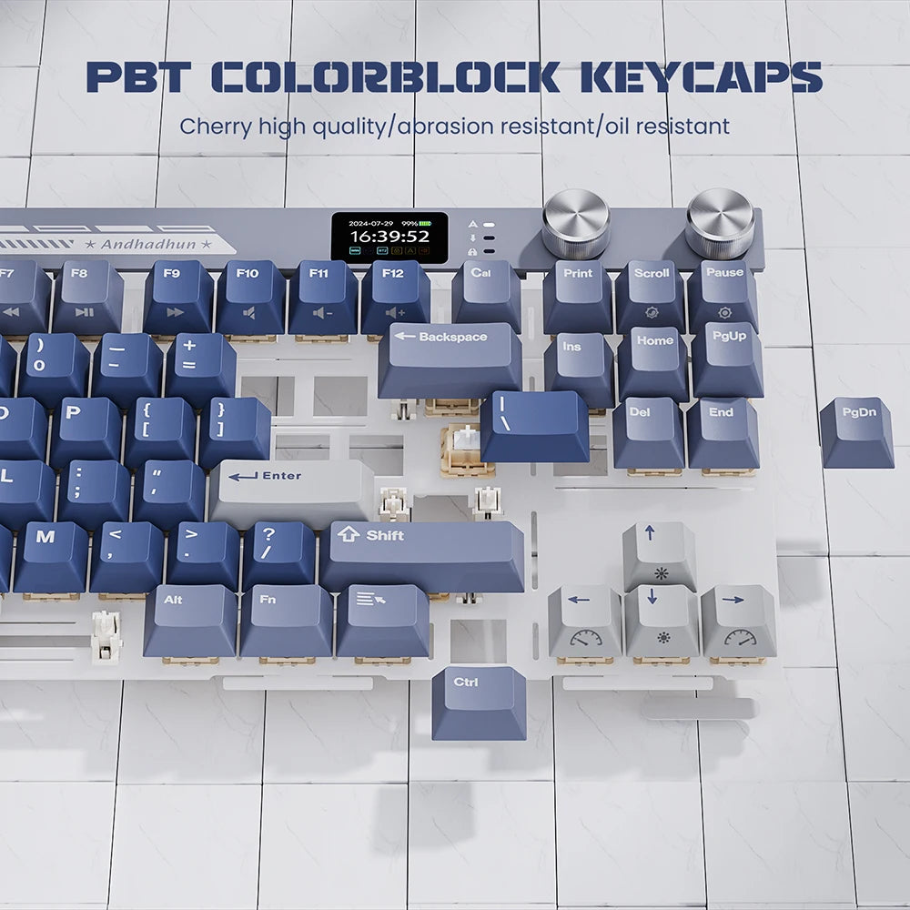 M87 RK ROYAL KLUDGE Mechanical Keyboard Wireless/Bluetooth/2.4G/USB-C Hot-Swappable Gasket Gamer Keyboard with TFT Color Screen