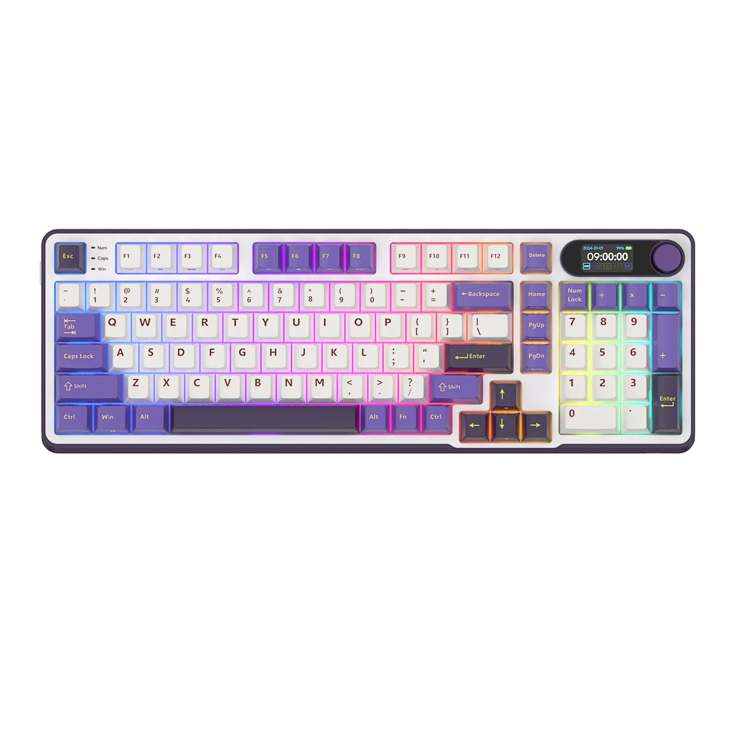 RK S98 ROYAL KLUDGE Top Mount Mechanical Keyboard TFT Screen Knob 96% RGB Backlit Tri-mode Wireless Gaming Keyboard PBT Keycaps