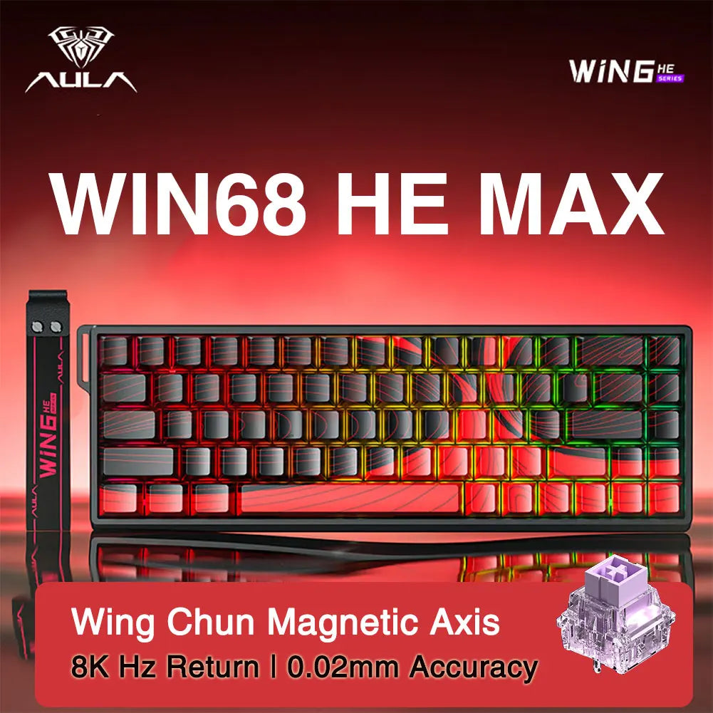 AULA WIN60 WIN68 HE Esports Magnetic Switch Keyboard Rapid Trigger 8K Return RGB Hotswap 60% 68% Custom Game Keyboard