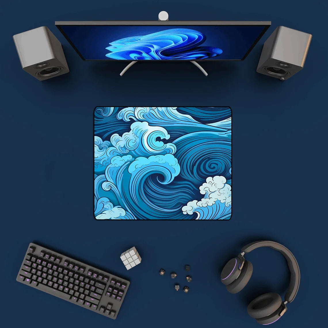 Japanese Blue Waves Mouse Pad Desk Mat Art XXL Gaming Mouse Pad office Mousepad 900x400 Nature Rubber Table Mat desk Accessories