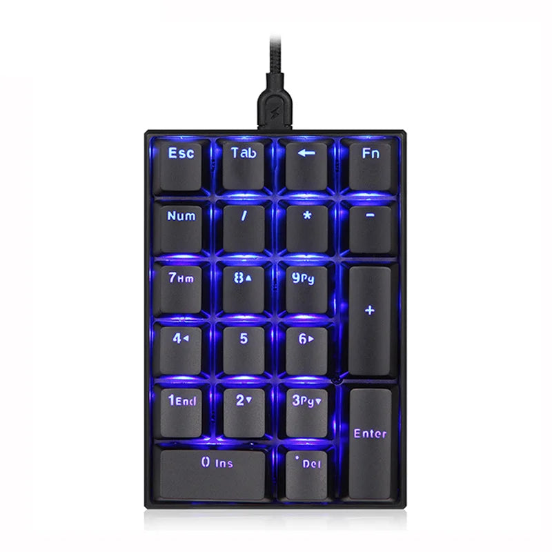 K23 Numeric Keypad 21 Keys USB Wired Numpad Gaming Mechanical Motospeed Keyboard LED Backlight Extended For PC Laptops