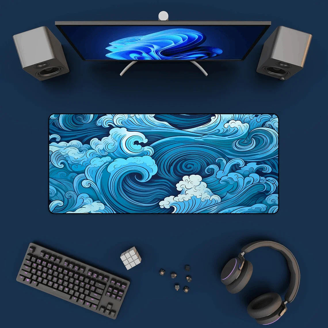 Japanese Blue Waves Mouse Pad Desk Mat Art XXL Gaming Mouse Pad office Mousepad 900x400 Nature Rubber Table Mat desk Accessories