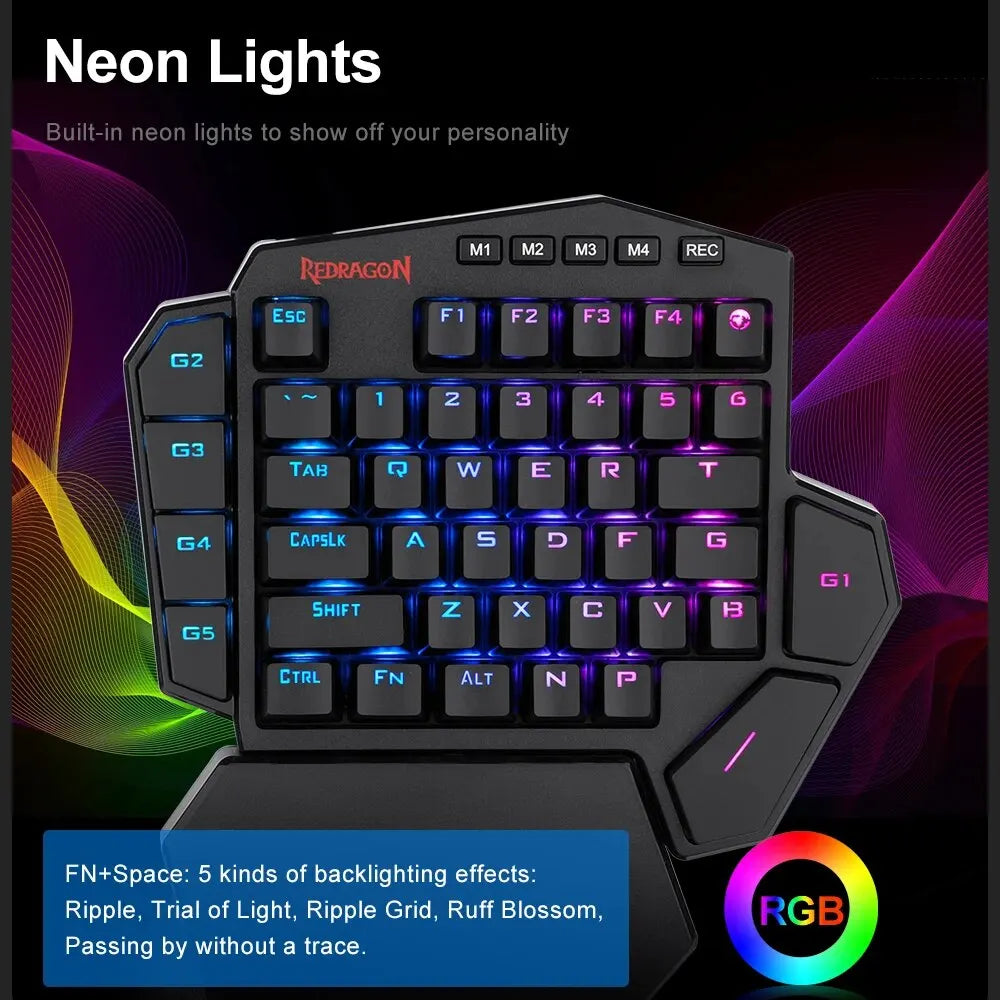 REDRAGON DITI K585 RGB 42 Key One-handed USB Mechanical Gaming Wired Keyboard Blue Switch 42 Keys Gamer for Computer PC Laptop