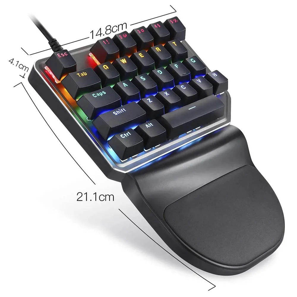 Motospeed K27 USB Wired Single-handed Mechanical Keyboard 27 Keys LED Backlit Ergonomic Gamer Keyboard For Office Laptop PC