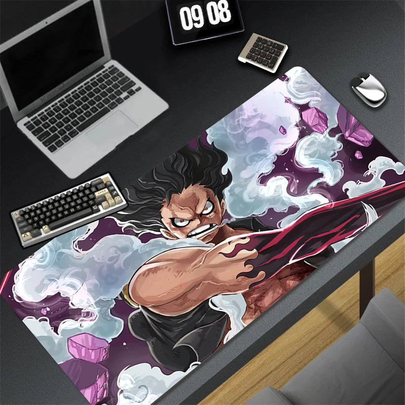 Japan Anime Mouse Pad Laptop Black And White Keyboard Rug Gaming Mousepad PC O-one P-piece Luffy Extended Desk Mat Cool Play Mat