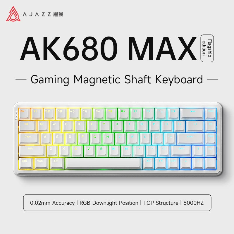 AJAZZ AK680 MAX Magnetic Switch Mechanical Keyboards Hot Swap 8k Polling Rate RGB Customized Wired Gaming Keybaord Pc E-sports