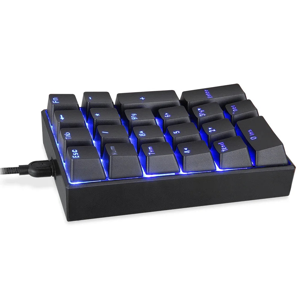 K23 Numeric Keypad 21 Keys USB Wired Numpad Gaming Mechanical Motospeed Keyboard LED Backlight Extended For PC Laptops