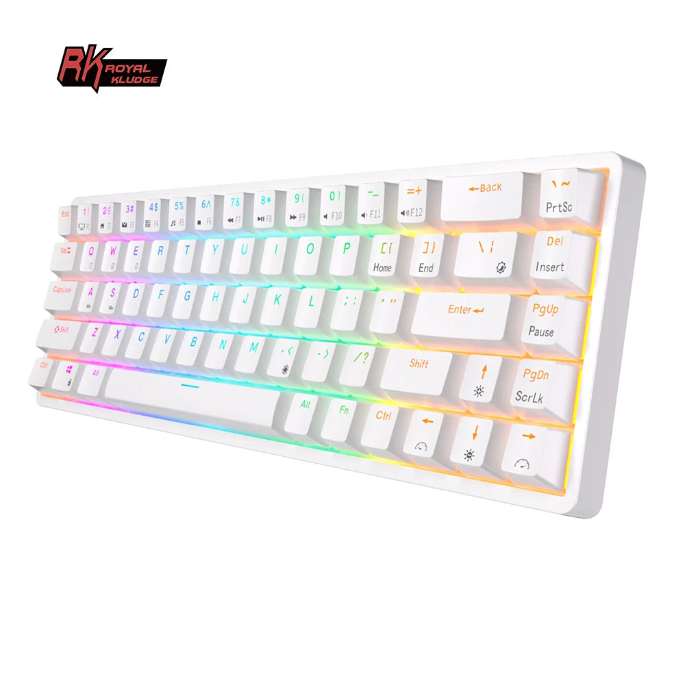 RK Royal Kludge RK837 Tri-mode BT 5.0/2.4G/USB-C Mechanical Keyboard 68 Keys RGB Backlit Hot-swappable Wireless Gamer Keyboard