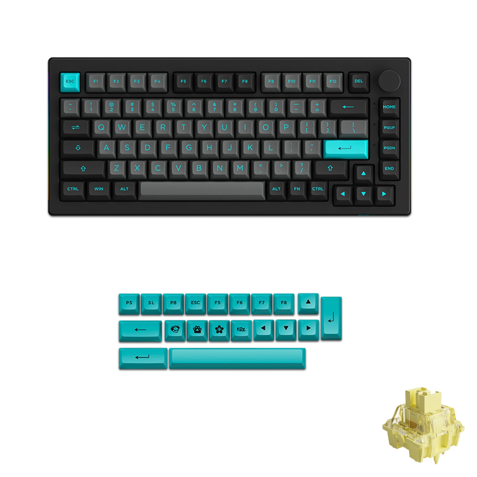 Akko 5075B Plus ANSI/ISO 75% Mechanical Gaming Keyboard 3/5 Pin Hot Swap Three-Modes RGB 2.4GHz Wireless/USB Type-C/BT 5.0