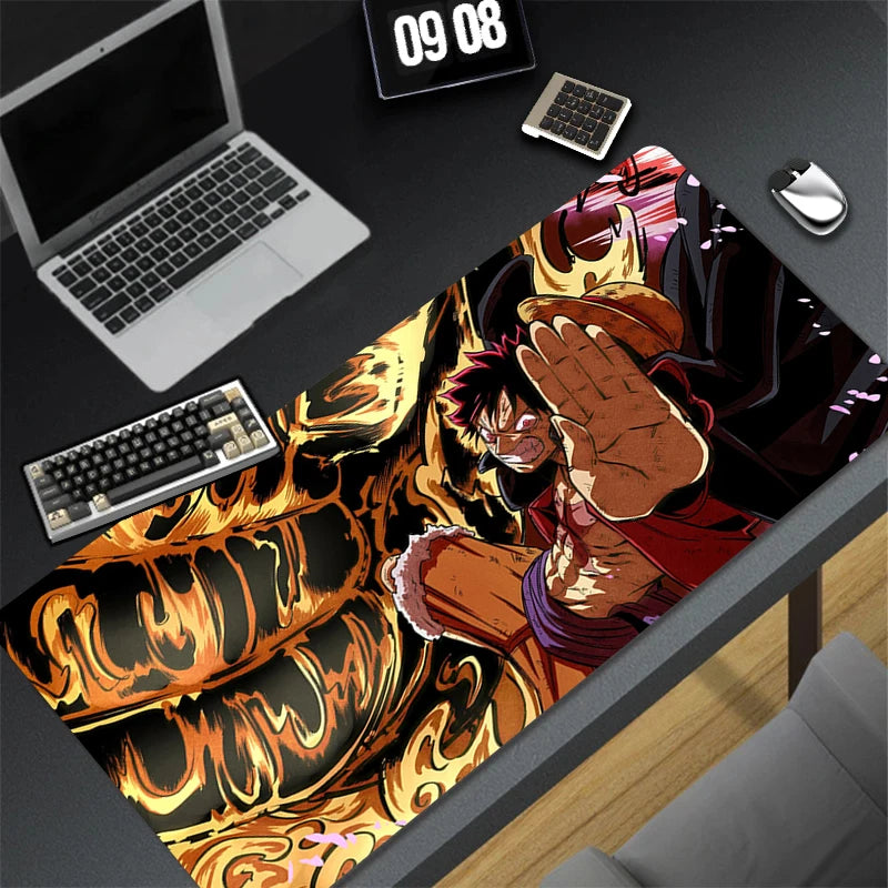 Japan Anime Mouse Pad Laptop Black And White Keyboard Rug Gaming Mousepad PC O-one P-piece Luffy Extended Desk Mat Cool Play Mat