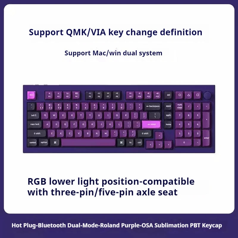 Keychron Q5pro Customized Dual-Mode Bluetooth Mechanical Keyboard Aluminum Shell 100 Key Gasket Hot Swappable Aluminum Block