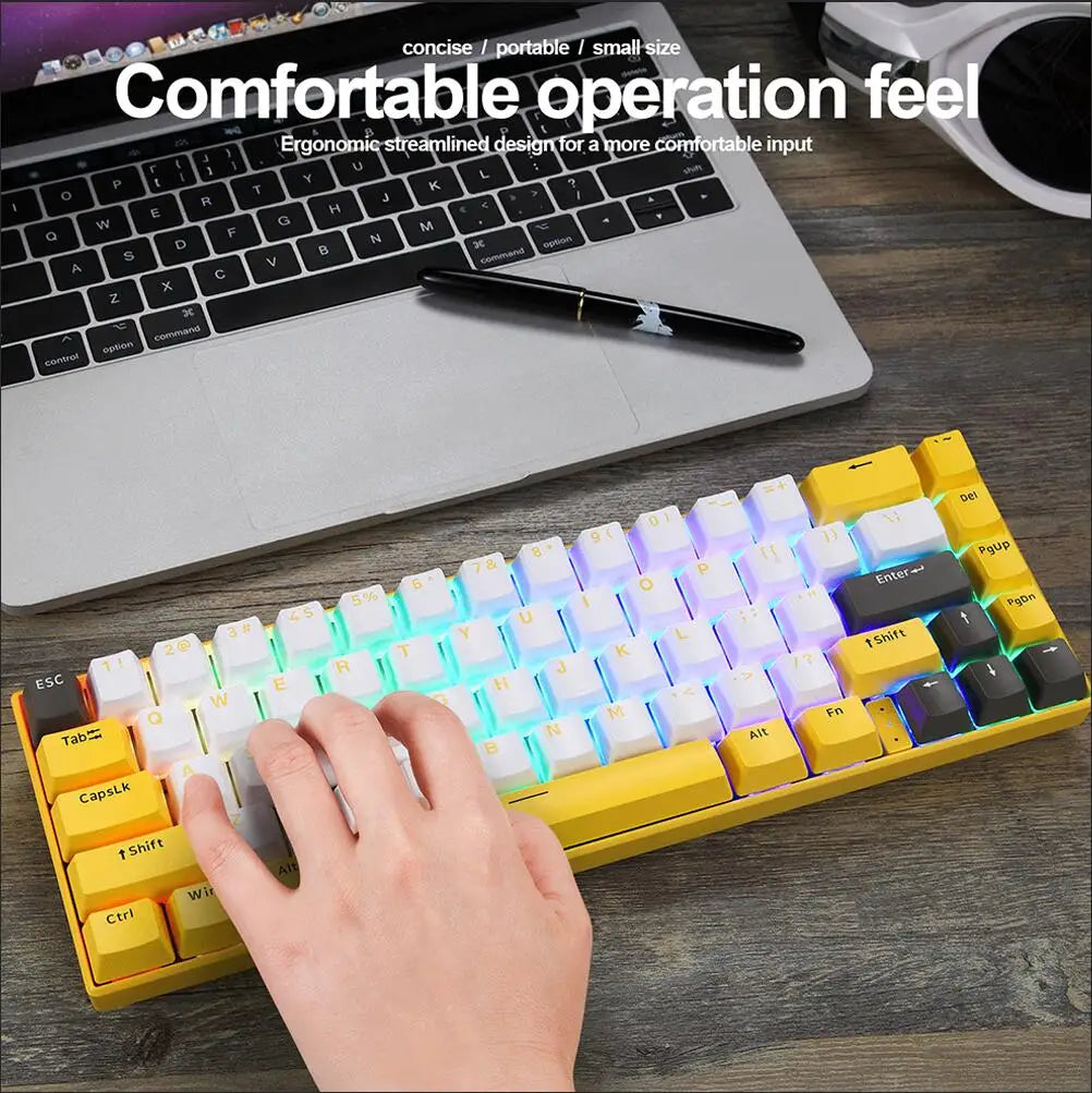 Motospeed BK67 Mechanical keyboard 67 Keys Dual-mode Wired Bluetooth RGB Backlit ABS Keycap Gaming Keyboard for PC Gamer Laptop