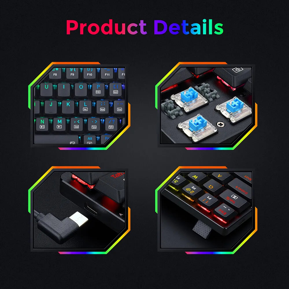 Redragon K626P-KB Ashe 78 Keys Wired RGB Compact Mechanical Keyboard Ultra-Thin with Numpad Blue Switch