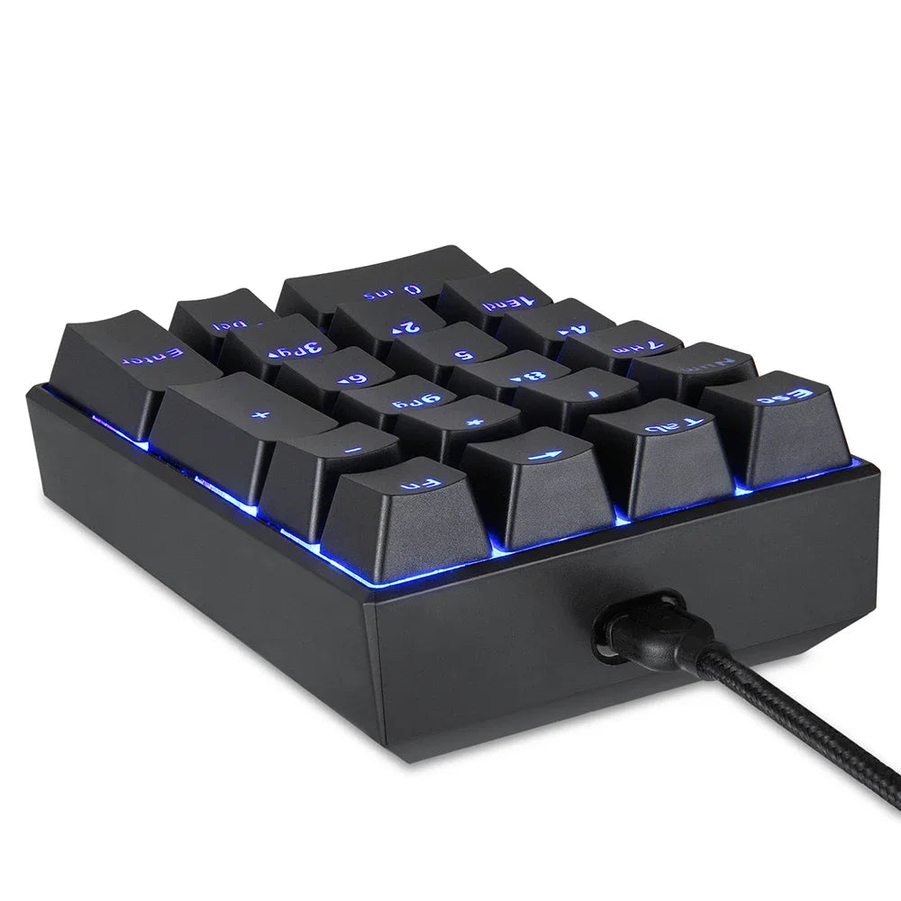 K23 Numeric Keypad 21 Keys USB Wired Numpad Gaming Mechanical Motospeed Keyboard LED Backlight Extended For PC Laptops