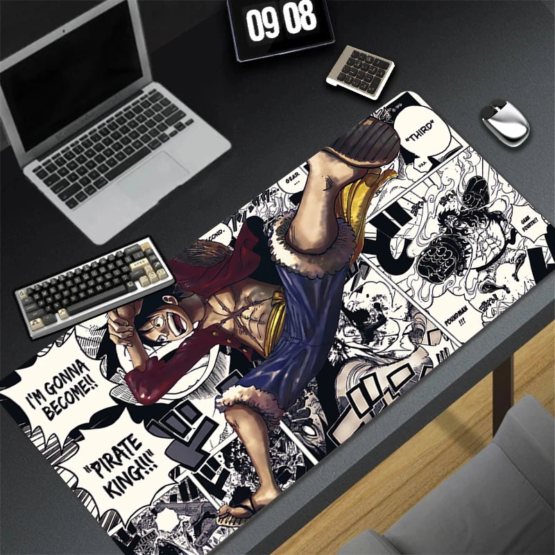 Japan Anime Mouse Pad Laptop Black And White Keyboard Rug Gaming Mousepad PC O-one P-piece Luffy Extended Desk Mat Cool Play Mat