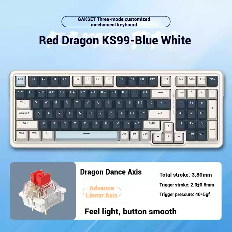 Redragon KS99 tri-mode RGB customized mechanical keyboard full key hot swappable gasket structure long battery life game office