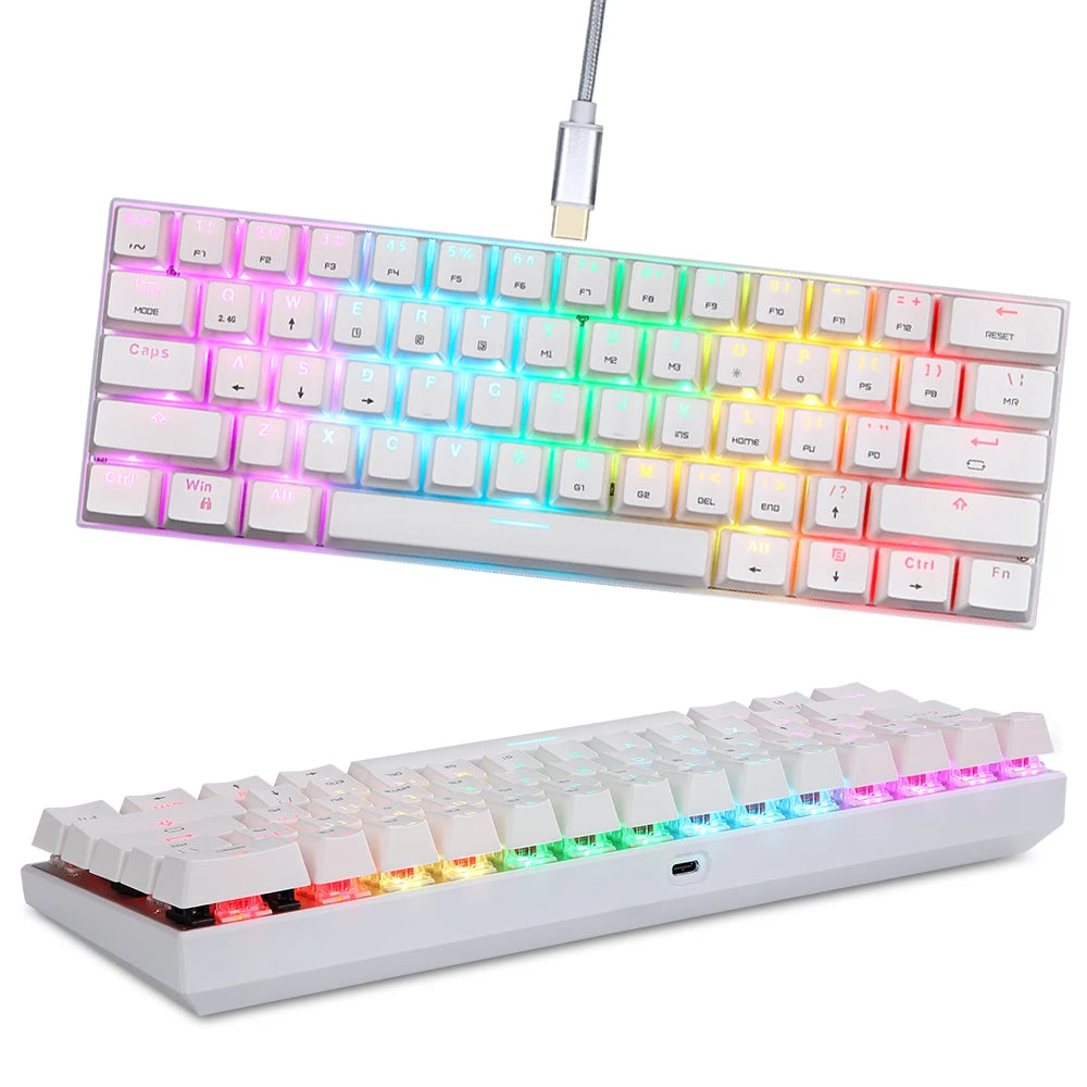 Motospeed SK62 Bluetooth Wireless Gaming Mechanical Keyboard 61 Keys RGB Backlight Blue Red Switch Macro Drive For Laptop PC