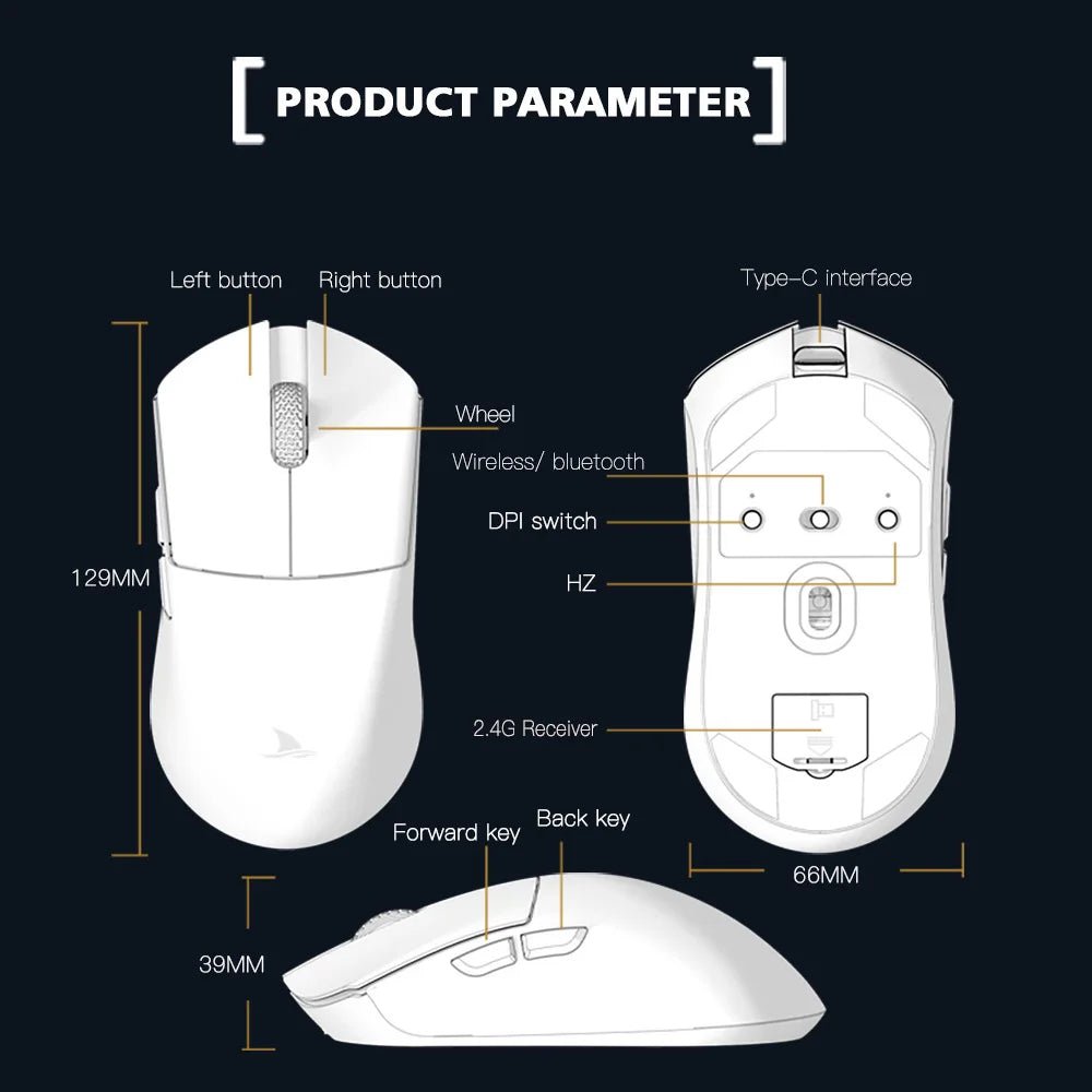 Motospeed Darmoshark M3 Bluetooth Wireless Gaming Mouse 26000DPI PAM3395 Optical Sensor Computer Office Mouse TTC For Laptop PC