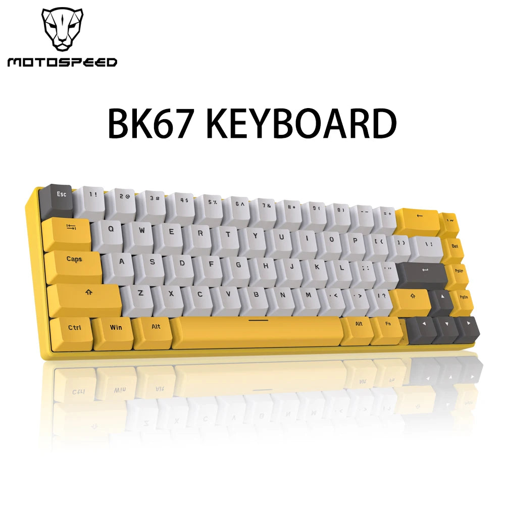 Motospeed BK67 Mechanical keyboard 67 Keys Dual-mode Wired Bluetooth RGB Backlit ABS Keycap Gaming Keyboard for PC Gamer Laptop