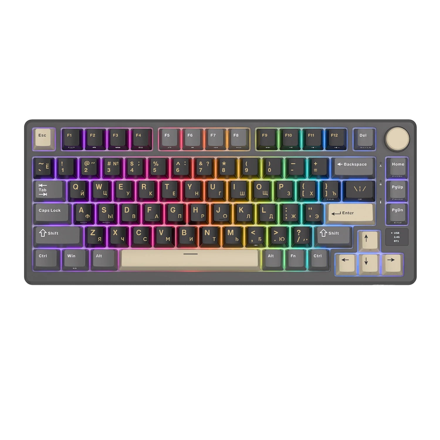 RK ROYAL KLUDGE M75 Gasket Mechanical Keyboard 2.4G Wireless/Bluetooth/USB 75% RGB Hot-Swappable Gaming Keyboard with Display