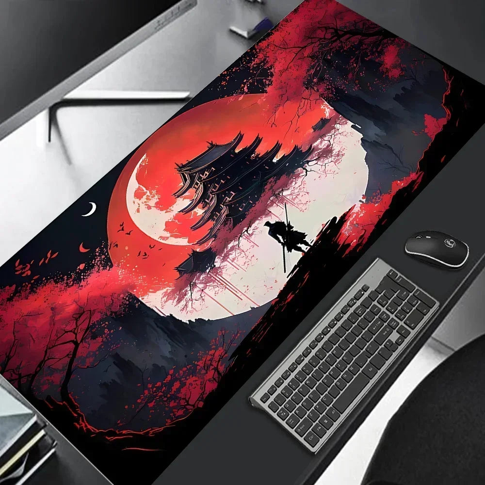 Japan Samurai Black Mouse Pad Large Computer Gamer Table Mat Laptop Desk Mats PC Mousepad 900x400 Non-slip Rubber keyboard Pads