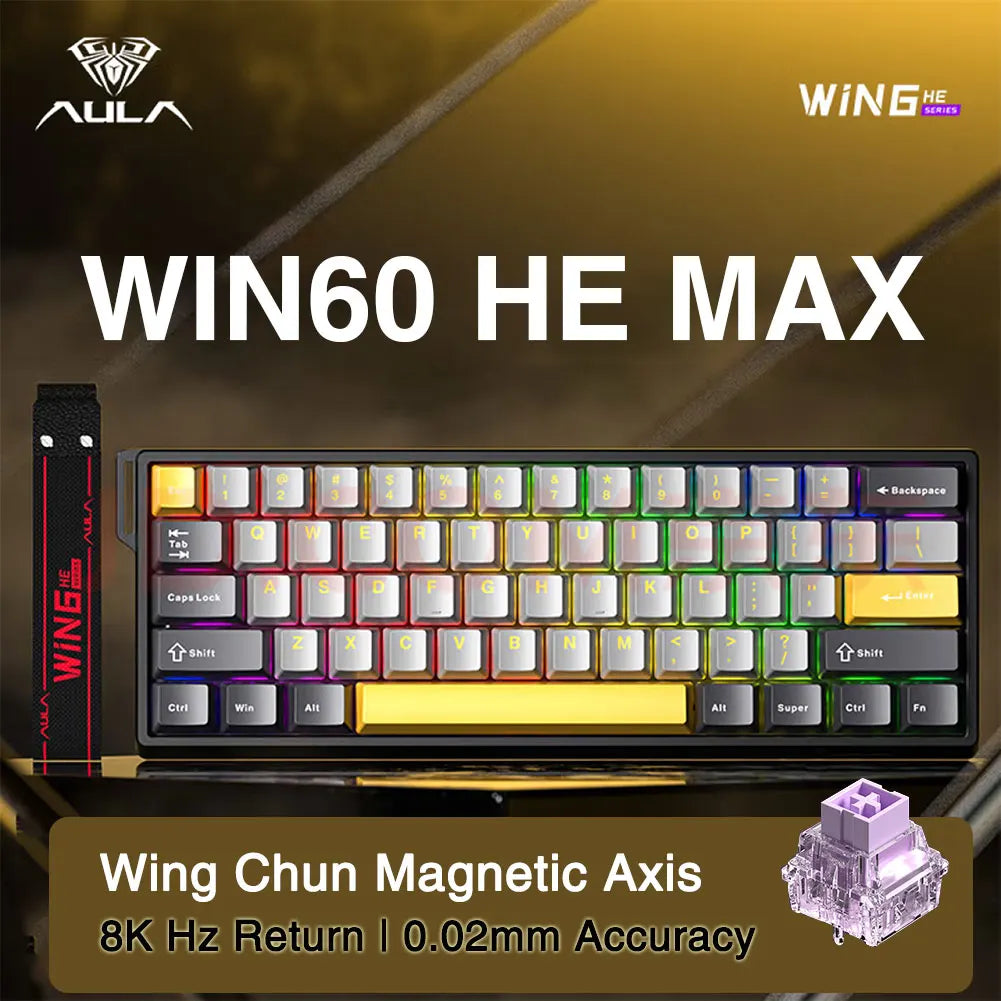 AULA WIN60 WIN68 HE Esports Magnetic Switch Keyboard Rapid Trigger 8K Return RGB Hotswap 60% 68% Custom Game Keyboard