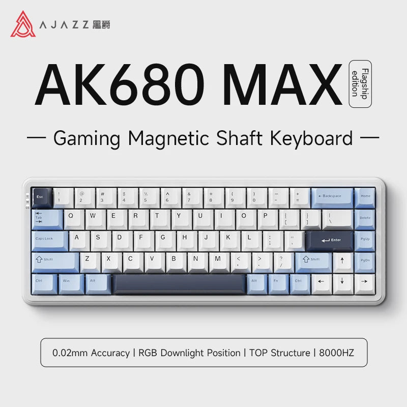 AJAZZ AK680 MAX Magnetic Switch Mechanical Keyboards Hot Swap 8k Polling Rate RGB Customized Wired Gaming Keybaord Pc E-sports