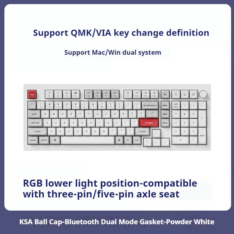 Keychron Q5pro Customized Dual-Mode Bluetooth Mechanical Keyboard Aluminum Shell 100 Key Gasket Hot Swappable Aluminum Block