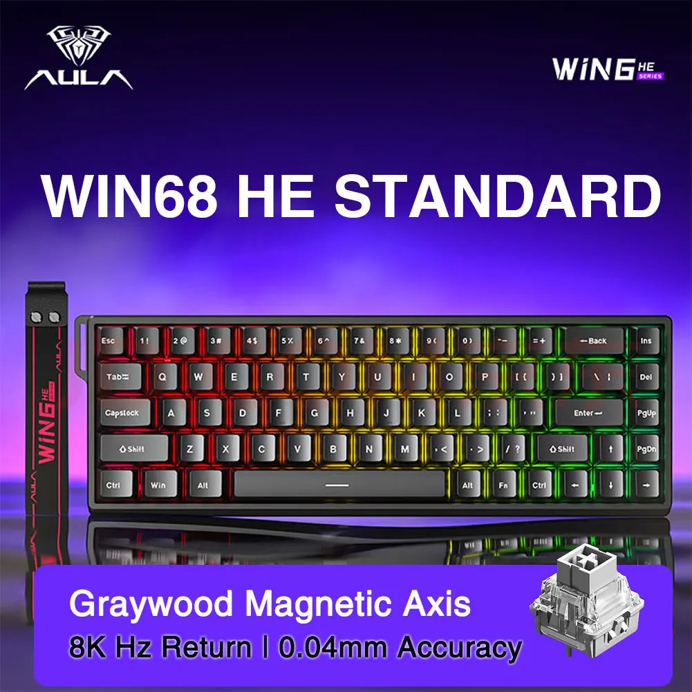 AULA WIN60 WIN68 HE Esports Magnetic Switch Keyboard Rapid Trigger 8K Return RGB Hotswap 60% 68% Custom Game Keyboard