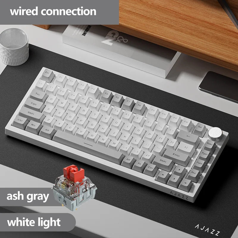 Ajazz Ak820 Mechanical Keyboard Customized Wired/Wireless 3-Mode Hot-Swap Soft Gasket Structure Rgb Backlit 75% Layout Portable