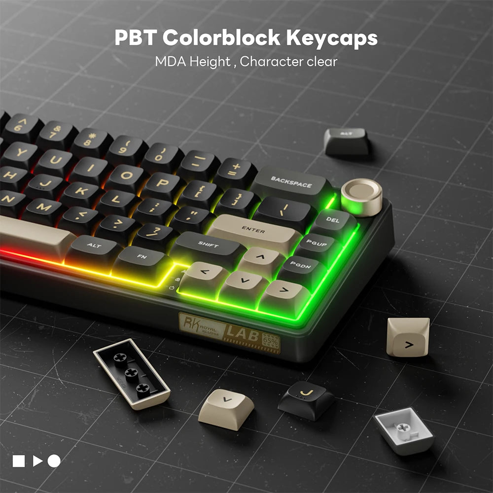 RK Royal Kludge R65 Gasket Wired Mechanical Keyboard 66 Key 65% RGB Backlit Hot-swappable Gamer Keyboard with MDA PBT Keycaps