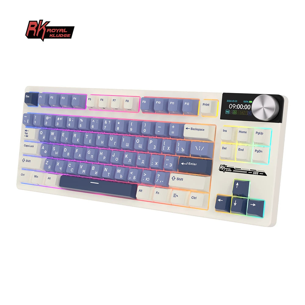 RK ROYAL KLUDGE S85 Gasket Russian Mechanical Keyboard 2.4G Wireless/Bluetooth/USB 75% RGB Hot-Swappable Gaming Keyboard