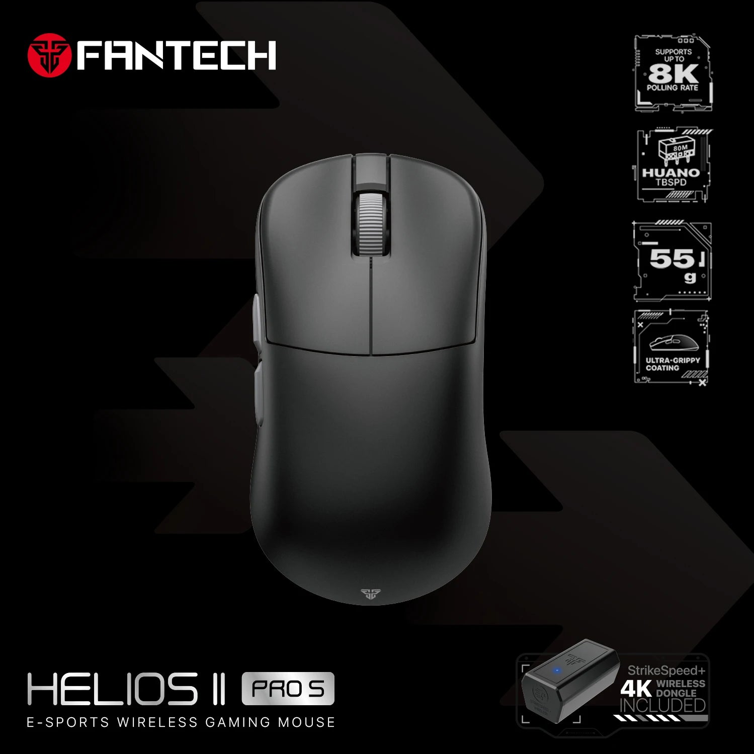 FANTECH HELIOS II PRO S XD3 4K 8K Wireless Gaming Mouse PAW3395 Gaming Nordic 52840 Ultralight Mice PC Gamer Accessories