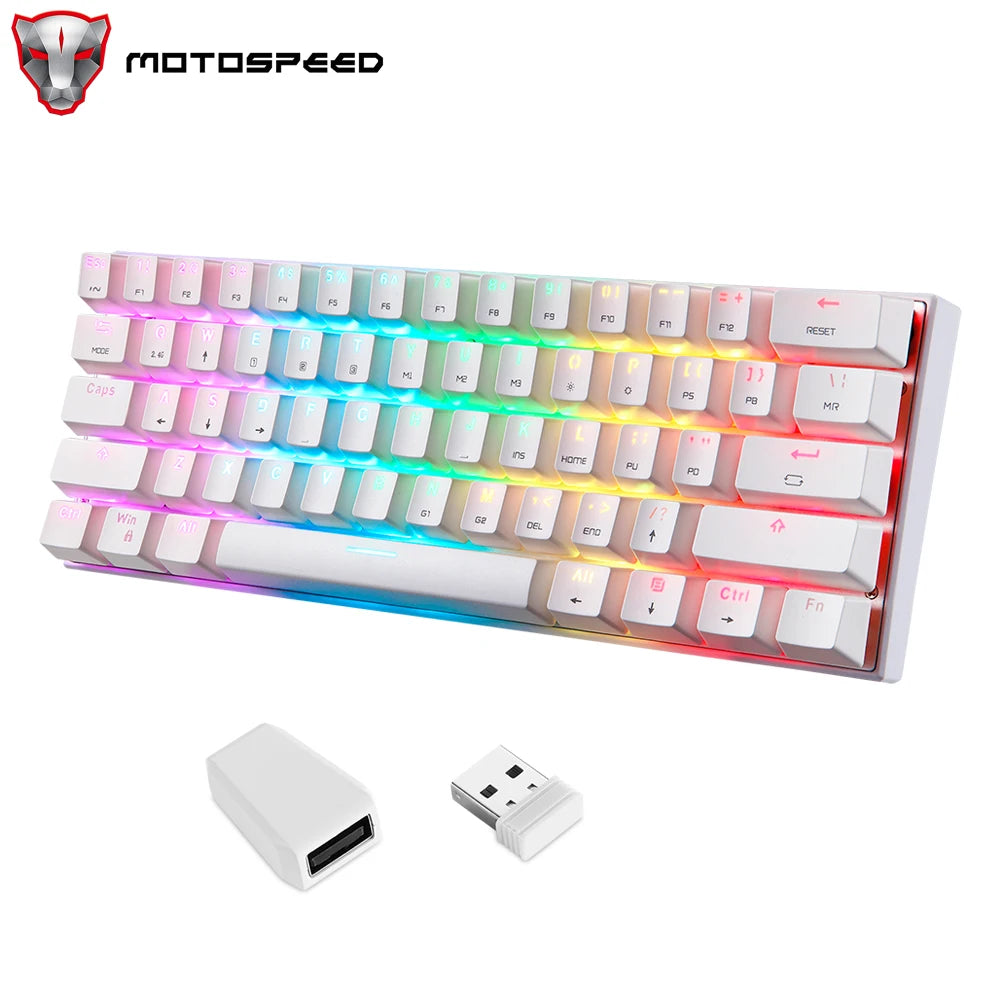 Motospeed SK62 Bluetooth Wireless Gaming Mechanical Keyboard 61 Keys RGB Backlight Blue Red Switch Macro Drive For Laptop PC