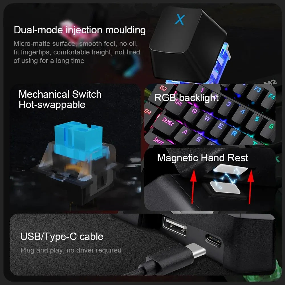 REDRAGON DITI K585 RGB 42 Key One-handed USB Mechanical Gaming Wired Keyboard Blue Switch 42 Keys Gamer for Computer PC Laptop