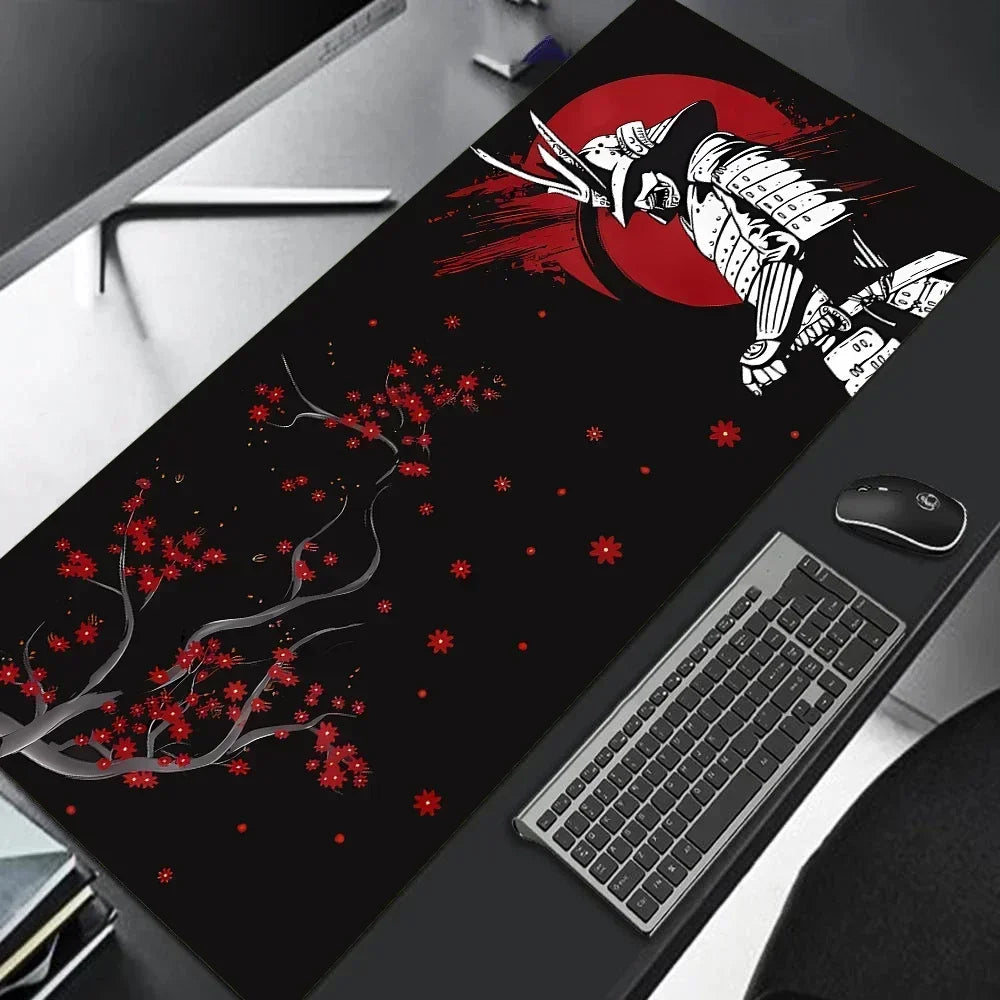 Japan Samurai Black Mouse Pad Large Computer Gamer Table Mat Laptop Desk Mats PC Mousepad 900x400 Non-slip Rubber keyboard Pads