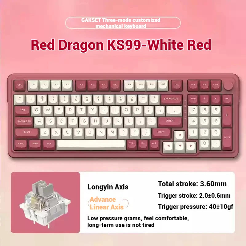 Redragon KS99 tri-mode RGB customized mechanical keyboard full key hot swappable gasket structure long battery life game office